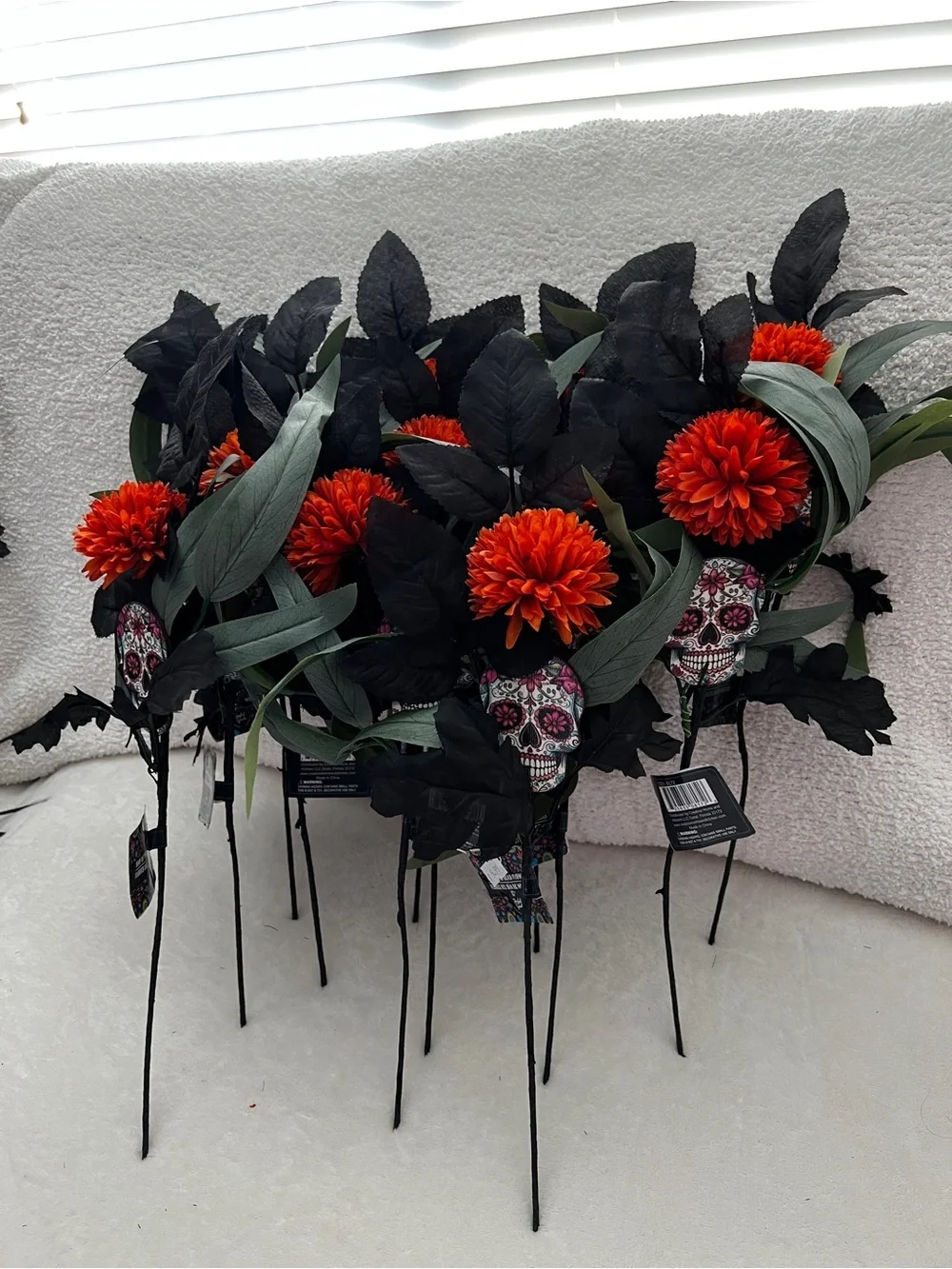 Lot of 12 Stem Day Of The Dead Artificial Flowers Fall Decor Size 15